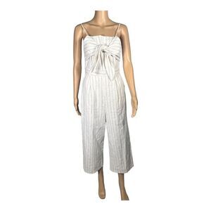 NWOT Lost + Wander Women's White Mini Zigzag Stripes Wide Leg Jumpsuit S…